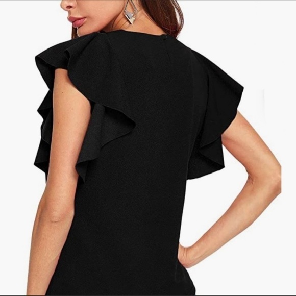 NWT Banana Republic black flutter sleeve blouse - Picture 1 of 6